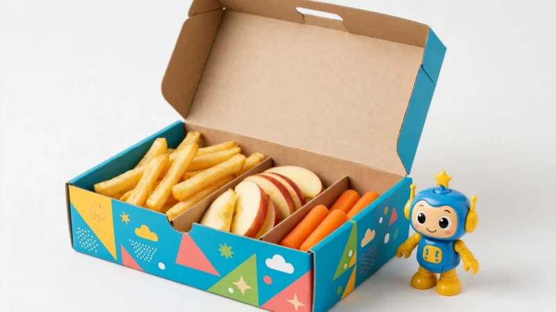 Burger King Spielzeug aktuell: Bunte Kindermenü-Box mit kleiner Spielfigur