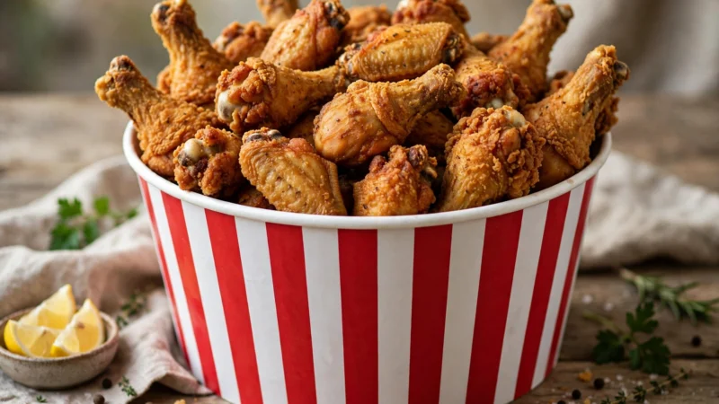 Großer Familien-Eimer mit Chicken Wings und Drumsticks