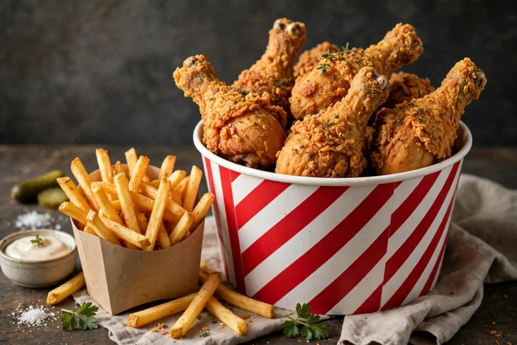 Hähnchen-Eimer mit Pommes als Sparangebot