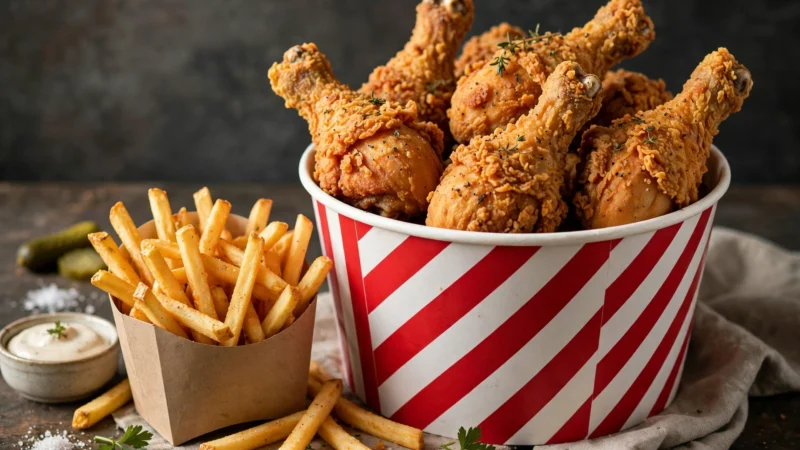 Hähnchen-Eimer mit Pommes als Sparangebot