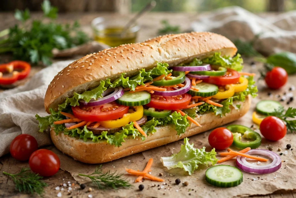 Sub-Sandwich mit frischem Gemüse als Rabatt-Aktion